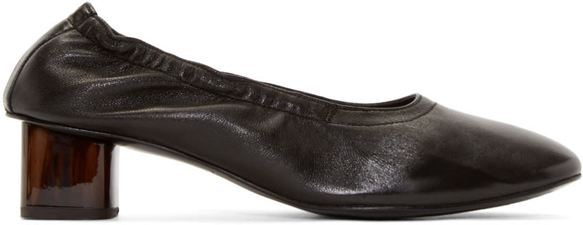 Robert Clergerie Black Leather Pocket Heels