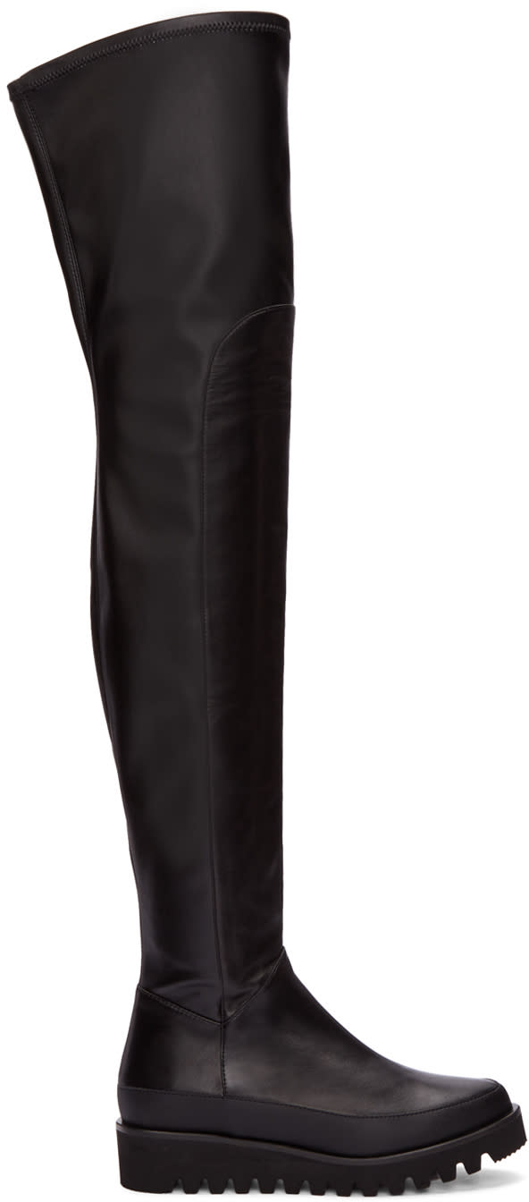Marcelo Burlon County Of Milan Black Leather Over-the-knee Boots