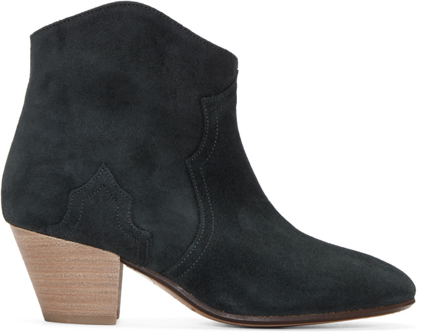 Isabel Marant Black Suede Dicker Ankle Boots