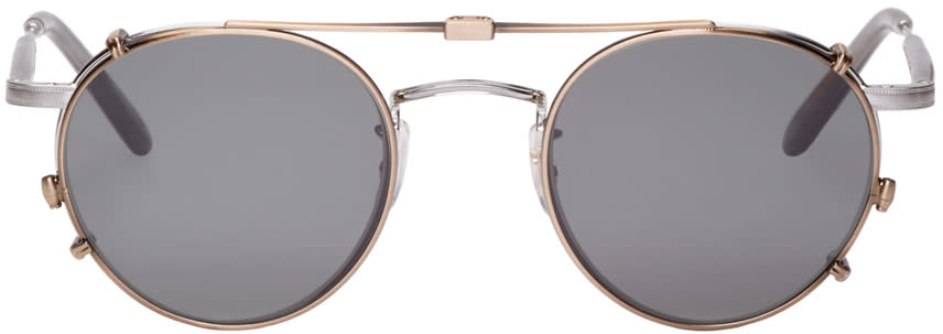 Garrett Leight Silver Wilson M Clip-on Glasses
