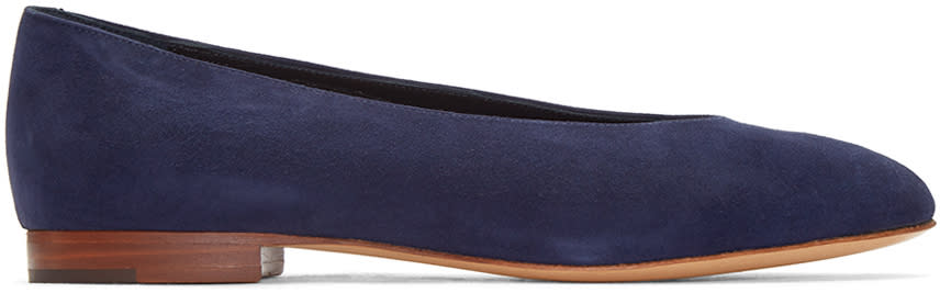 Mansur Gavriel Navy Suede Ballerina Flats