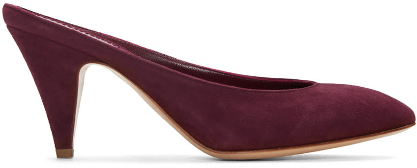 Mansur Gavriel Purple Suede Classic Slipper Heels