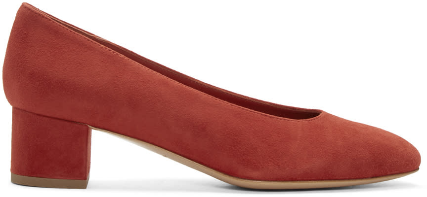 Mansur Gavriel Red Suede Ballerina Pumps