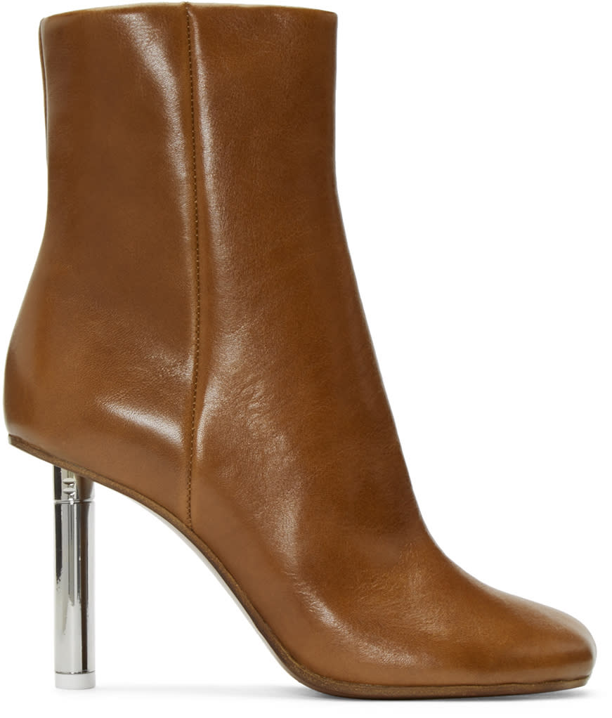 Vetements Brown Leather Ankle Boots