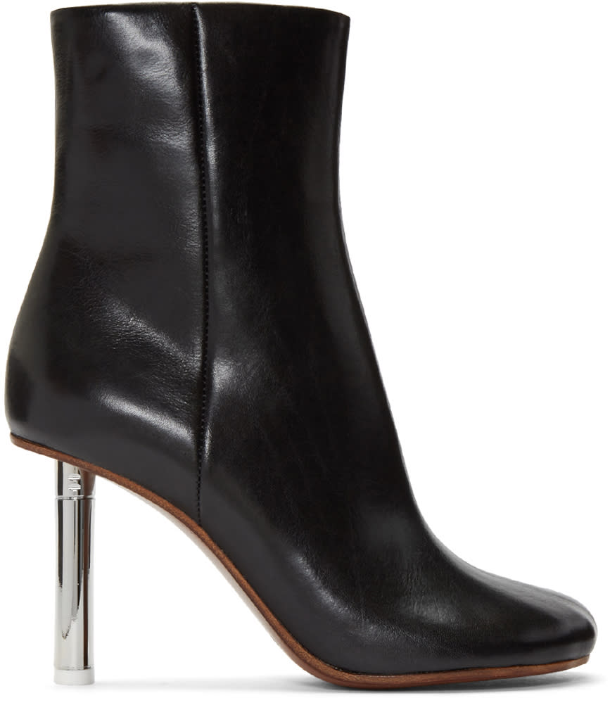 Vetements Black Leather Ankle Boots
