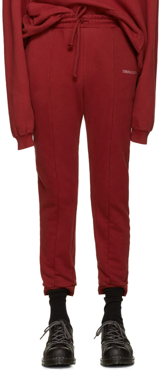Vetements Burgundy Embroidered Logo Lounge Pants