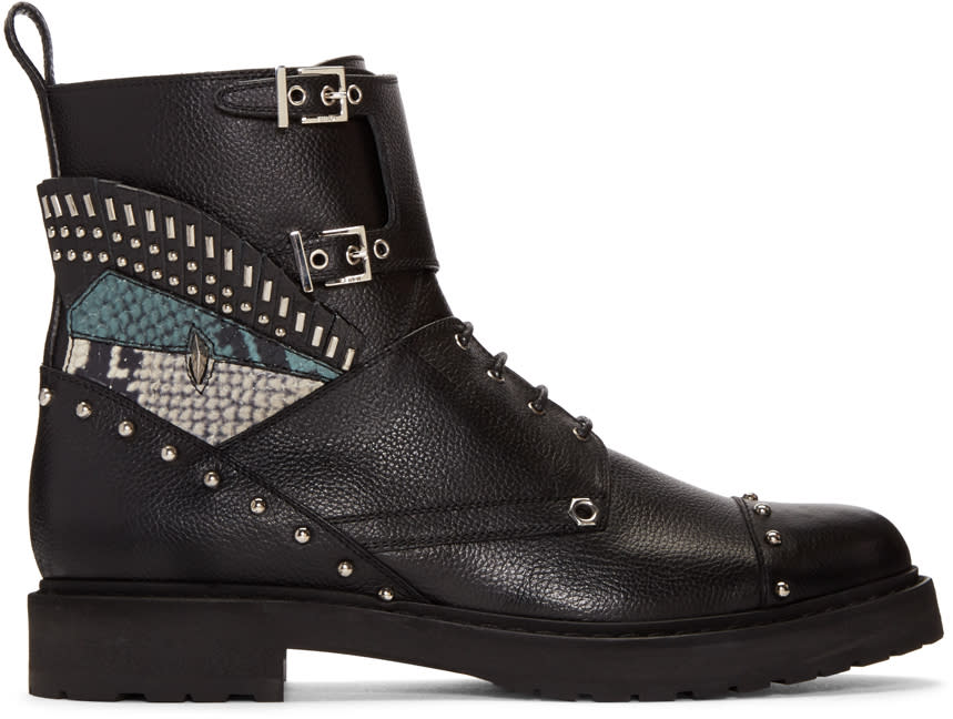 Fendi Black Studded Biker Boots