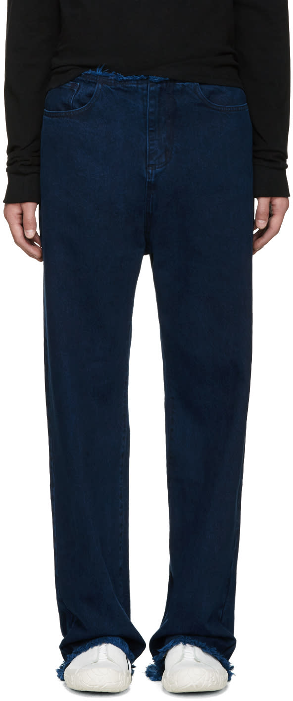 Marques Almeida Indigo Frayed Jeans