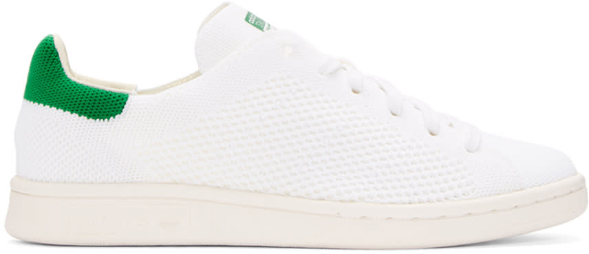 Adidas Originals White and Green Stan Smith Og Pk Sneakers