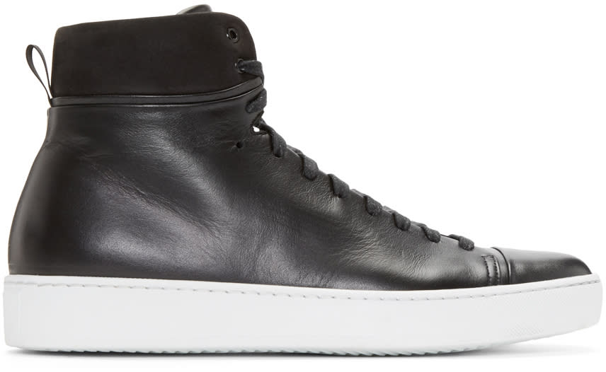 John Elliott Black Leather High-top Sneakers