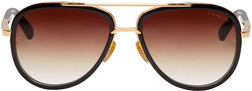 Dita Black and Gold Mach-two Aviator Sunglasses