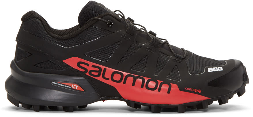 Salomon Black and Red S-lab Speedcross Sneakers