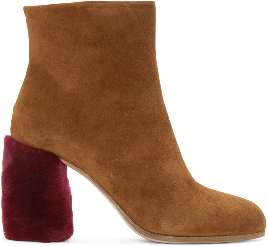 Miu Miu Tan Suede and Shearling Boots
