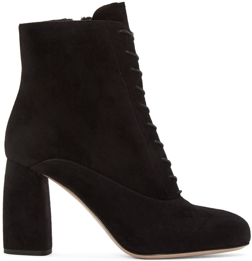 Miu Miu Black Suede Lace-up Boots