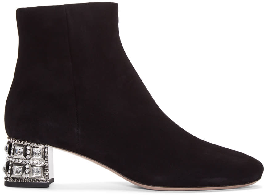 Miu Miu Black Crystal Heel Boots