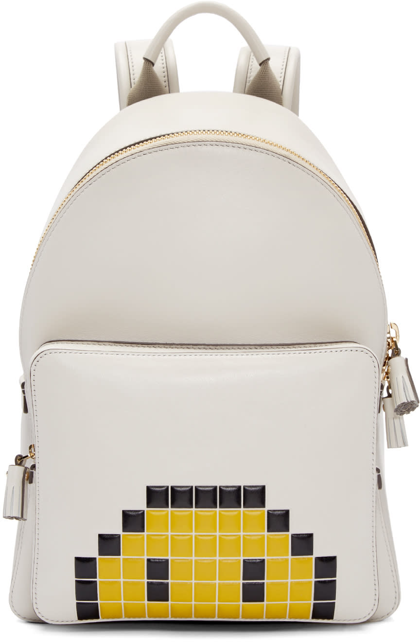 Anya Hindmarch Ivory Mini Pixel Smiley Backpack