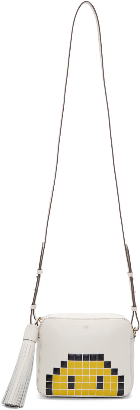 Anya Hindmarch Ivory Pixel Smiley Bag