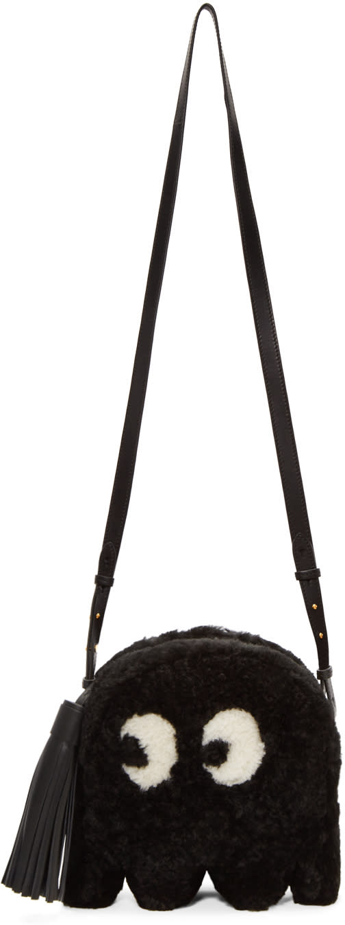 Anya Hindmarch Black Shearling Ghost Furry Bag
