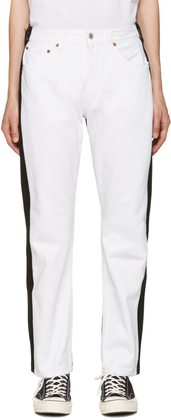 Bless White and Black Pleatfront Jeans