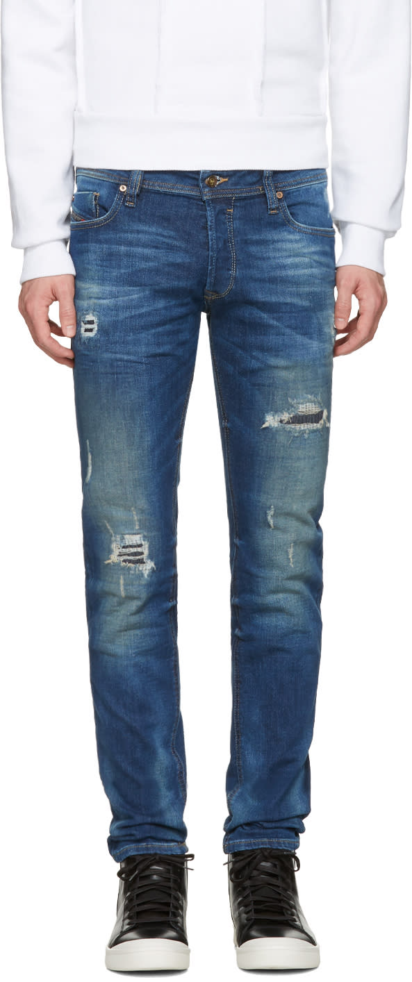 Diesel Blue Destroyed Sleenker Jeans