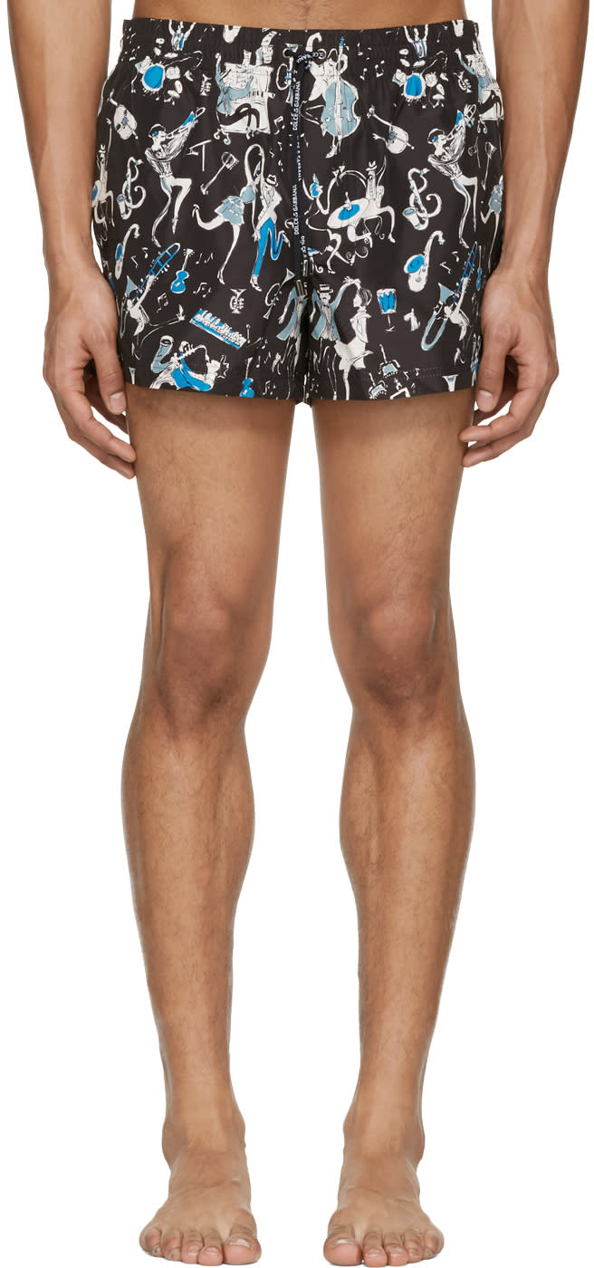 Dolce and Gabbana Black Jazz Musician Swim Shorts
