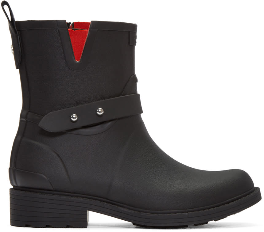 Rag and Bone Black Moto Rain Boots