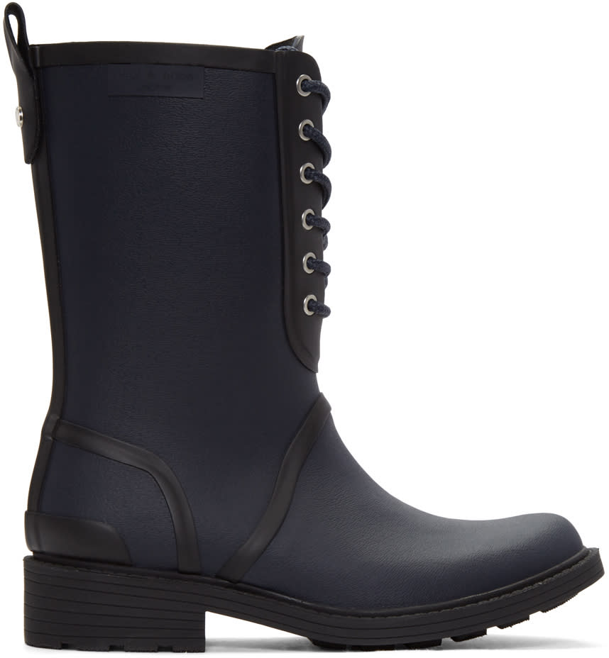 Rag and Bone Navy Ansel Rain Boots