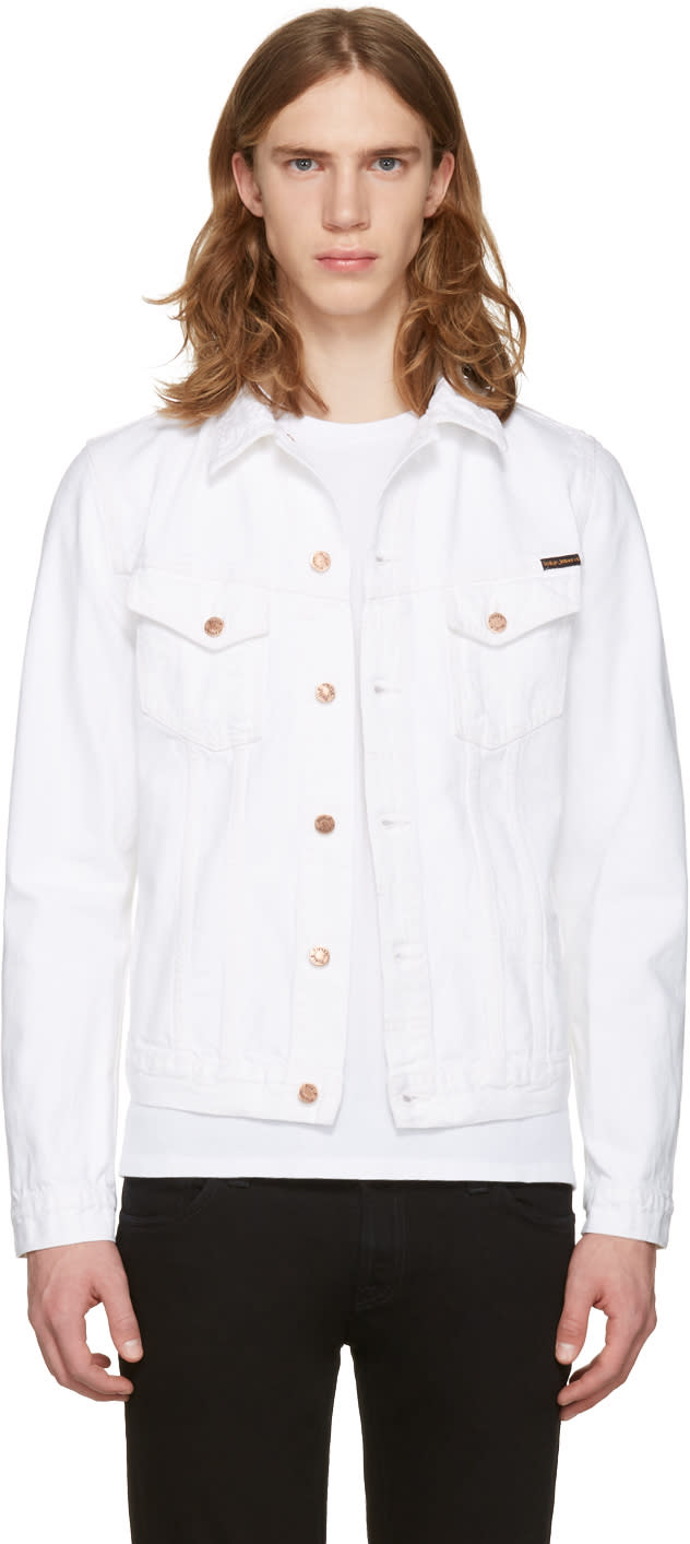 Nudie Jeans ホワイト ビリー ウォーン デニム ジャケット