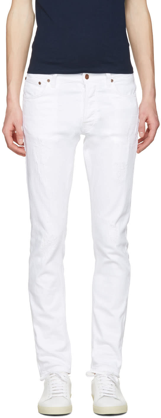 Nudie Jeans White Tilted Tor Jeans