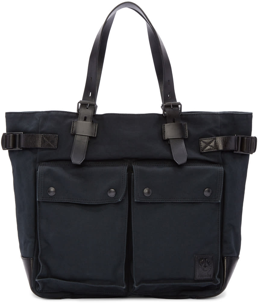Belstaff ブラック キャンバス トート バッグ