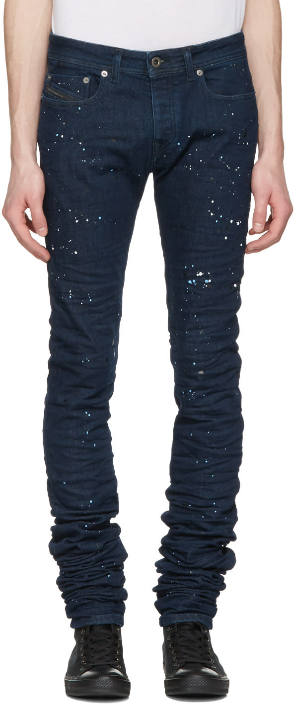 Diesel Black Gold Blue Splatter 2614 Jeans