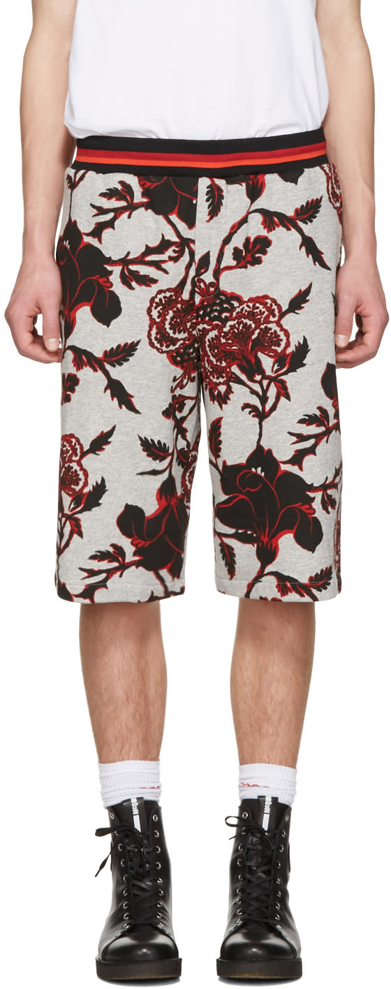 Mcq Alexander Mcqueen Grey Floral Clean Shorts