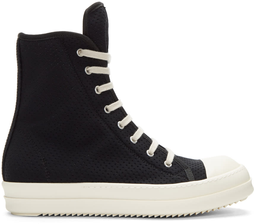 Rick Owens Drkshdw Black Perforated High-top Sneakers