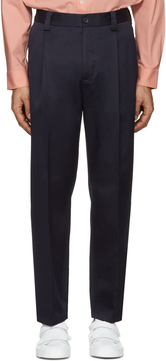 Acne Studios Navy Cotton Abram Trousers