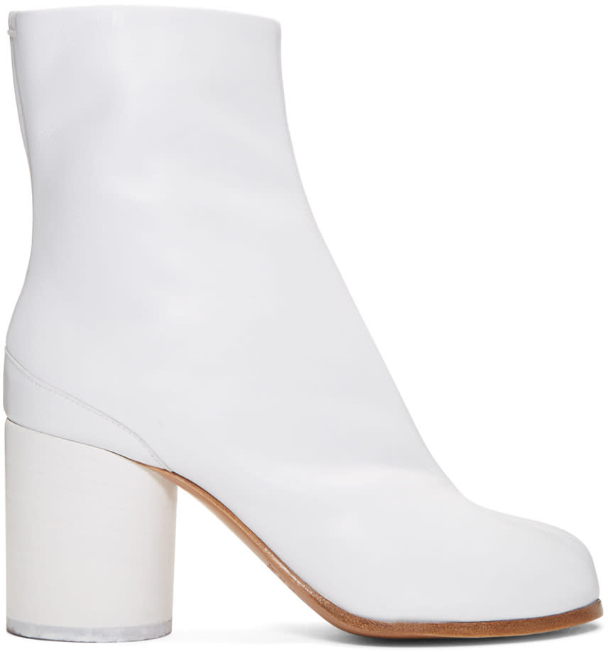 Maison Margiela White Leather Tabi Boots