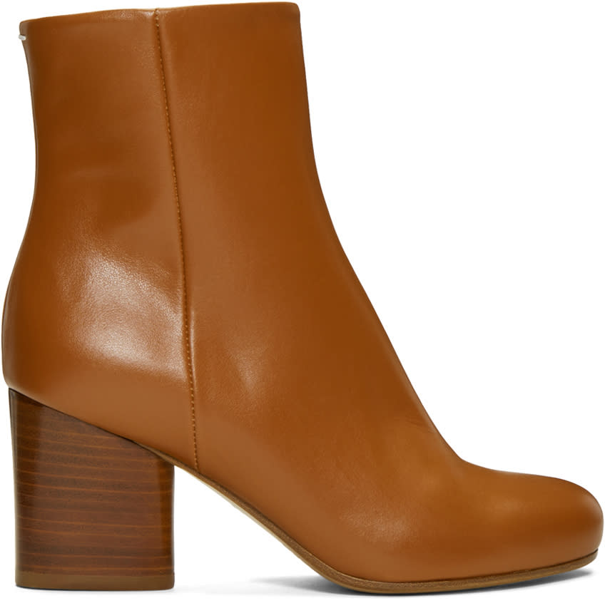 Maison Margiela Brown Leather Ankle Boots