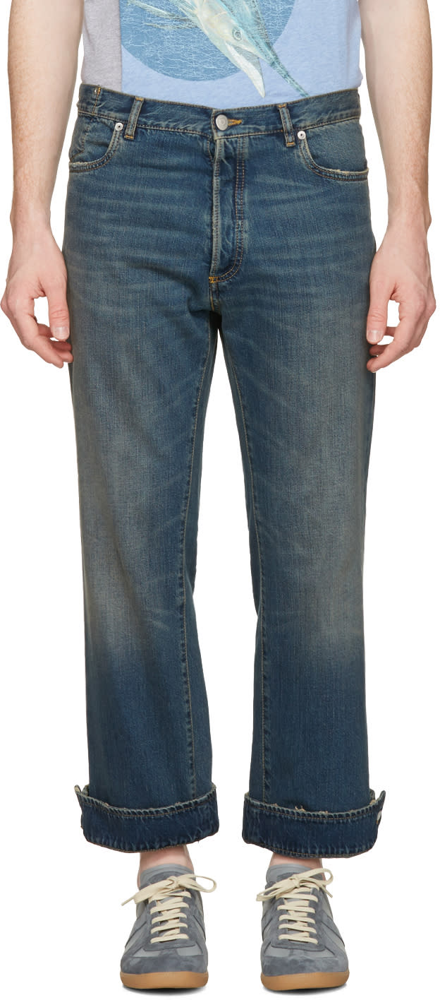 Maison Margiela Blue Cuffed Up Jeans