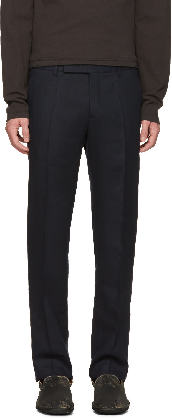 Maison Margiela Navy Pleated Trousers