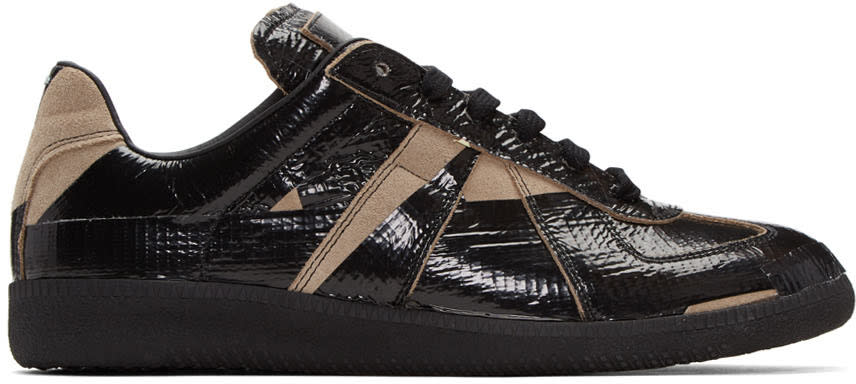 Maison Margiela Black and Taupe Tape Replica Sneakers