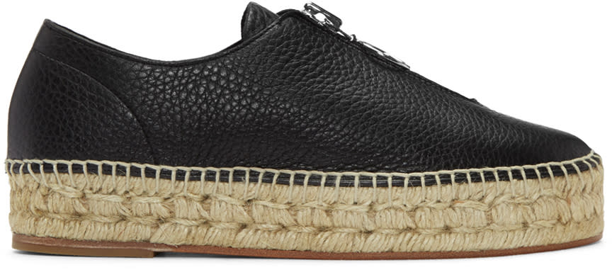 Alexander Wang Black Leather Zip-up Devon Espadrilles