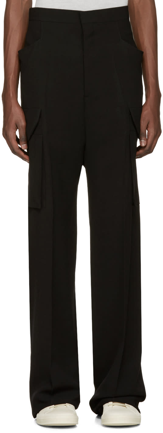 Rick Owens Black Tailored Flat Cargo Trousers