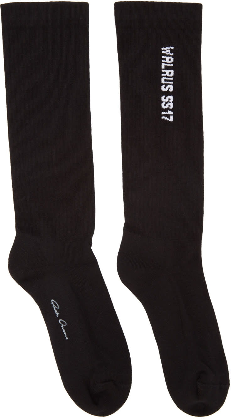 Rick Owens Black Logo Socks
