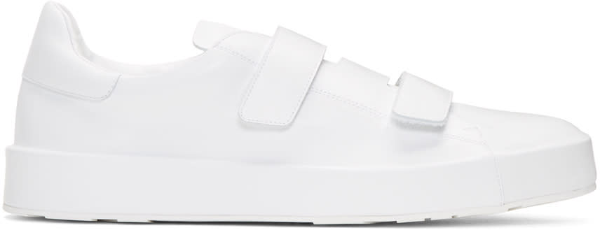 Jil Sander White Triple Velcro Sneakers