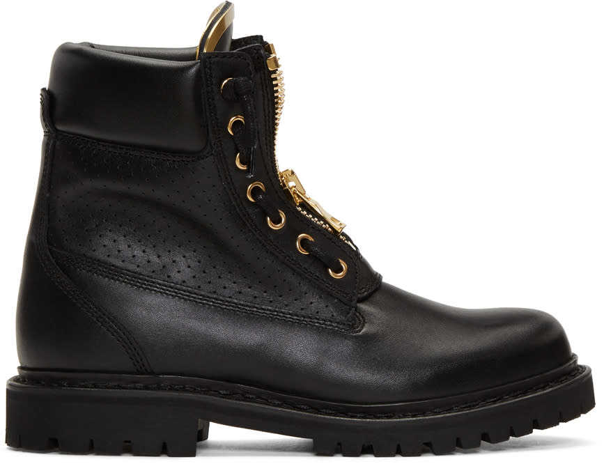 Balmain Black Perforated Taiga Boots