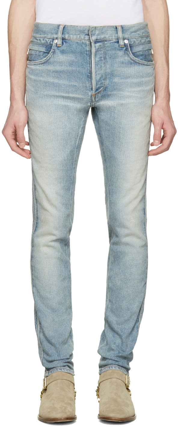 Balmain Blue Ribbed Jeans
