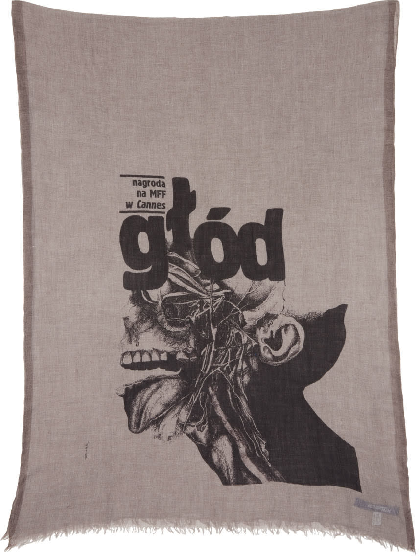 Junya Watanabe Brown Cashmere and Cotton Scarf
