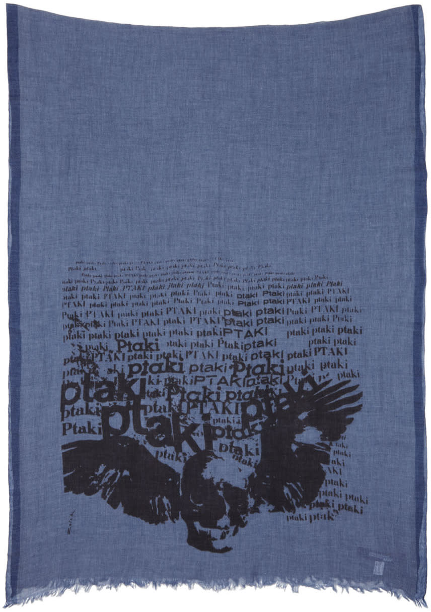 Junya Watanabe Navy Cashmere and Cotton Scarf