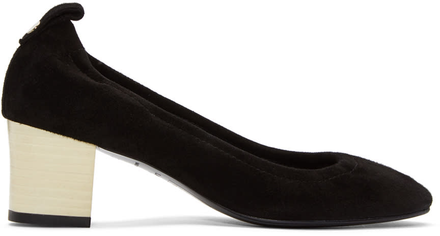 Lanvin Black Suede Cube Heels