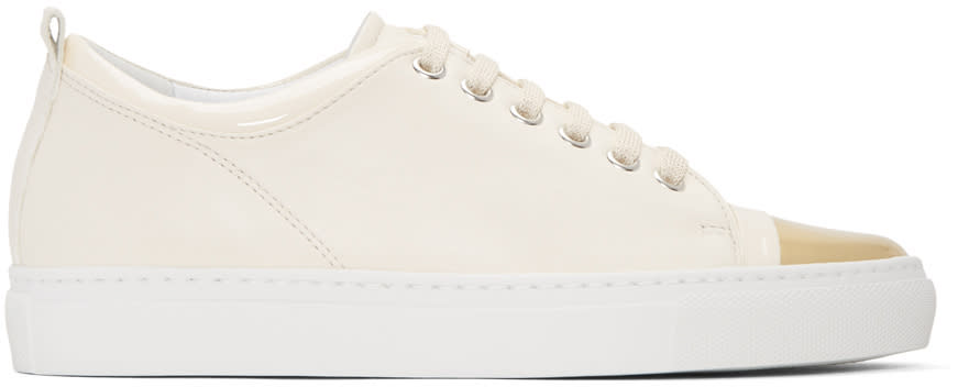 Lanvin Ivory and Gold Leather Sneakers