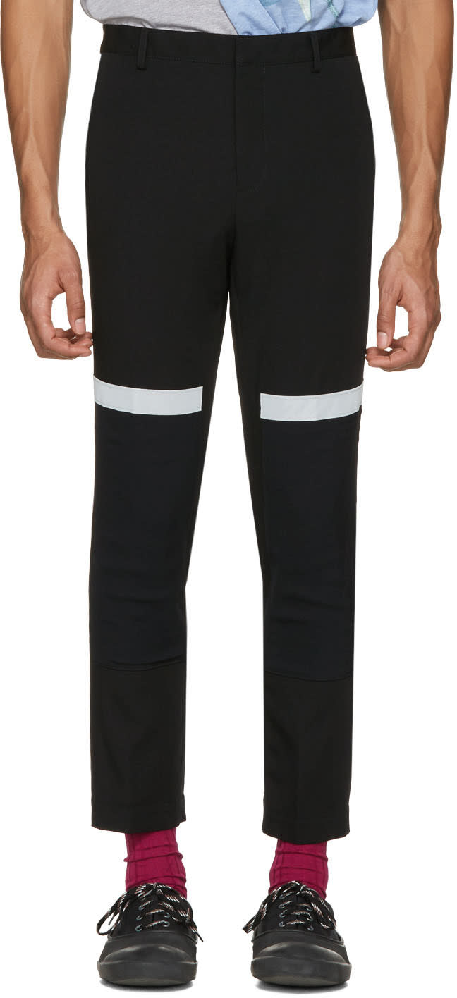 Lanvin Black Reflective Band Trousers